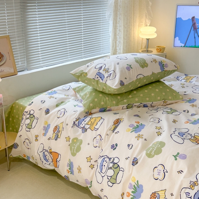 91家纺网 家纺一手货源 找家纺 昔可 2023新款全棉二次元卡通系列四件套 兔茸茸的野餐