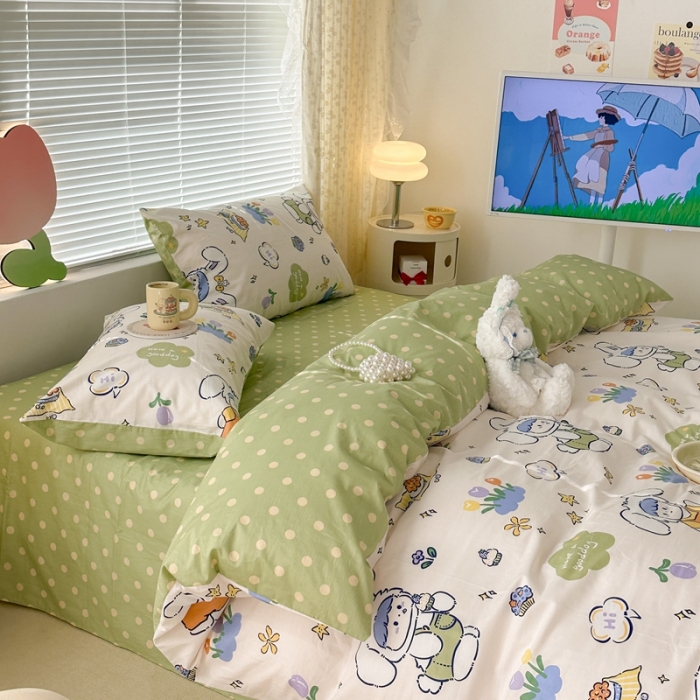 91家纺网 家纺一手货源 找家纺 昔可 2023新款全棉二次元卡通系列四件套 兔茸茸的野餐