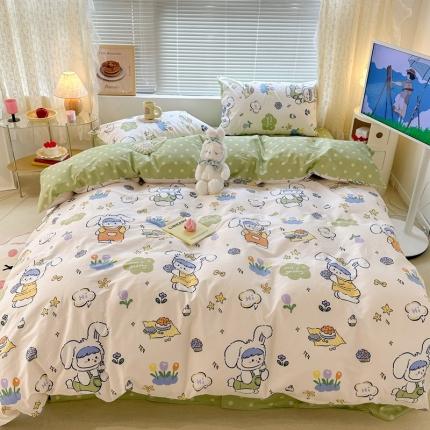 昔可 2023新款全棉二次元卡通系列四件套 兔茸茸的野餐