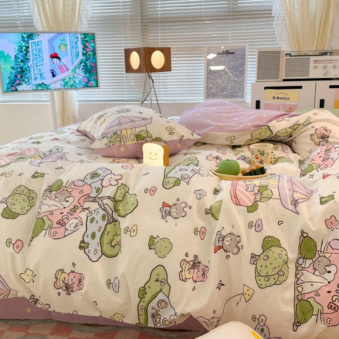 91家纺网 家纺一手货源 找家纺 （总）昔可 2023新款小清新全棉四件套