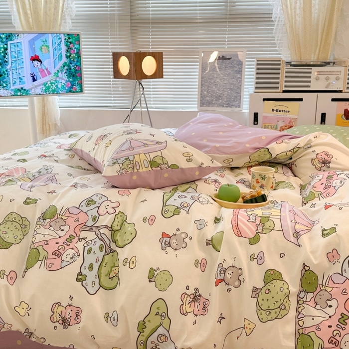 91家纺网 家纺一手货源 找家纺 （总）昔可 2023新款小清新全棉四件套