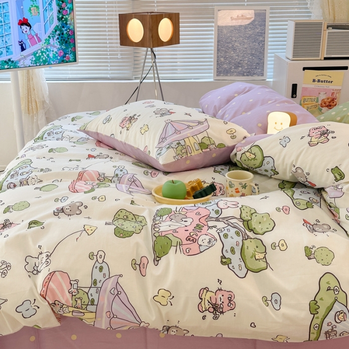 91家纺网 家纺一手货源 找家纺 （总）昔可 2023新款小清新全棉四件套