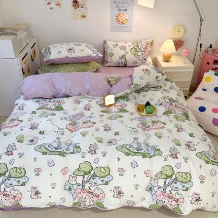 （总）昔可 2023新款小清新全棉四件套