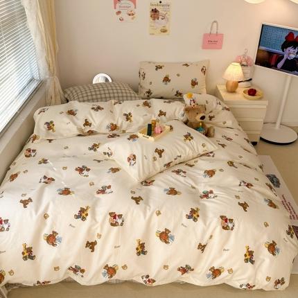 91家纺网 家纺一手货源 找家纺 昔可 2023新款可爱元气卧室新款全棉四件套 礼物熊宝宝