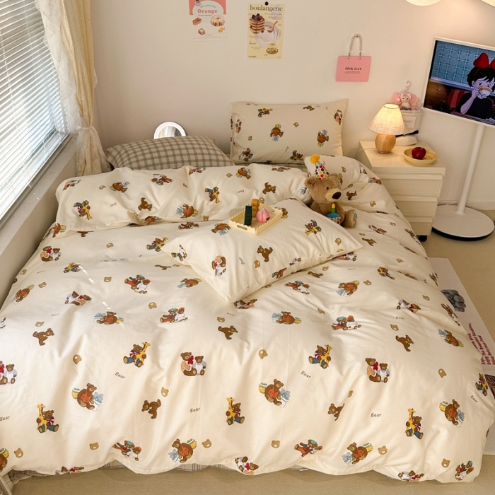 91家纺网 家纺一手货源 找家纺 昔可 2023新款可爱元气卧室新款全棉四件套 礼物熊宝宝