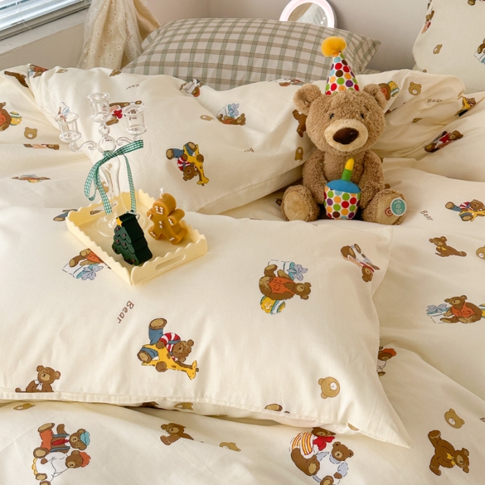 91家纺网 家纺一手货源 找家纺 昔可 2023新款可爱元气卧室新款全棉四件套 礼物熊宝宝