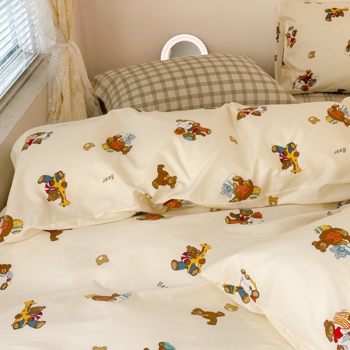 91家纺网 家纺一手货源 找家纺 昔可 2023新款可爱元气卧室新款全棉四件套 礼物熊宝宝