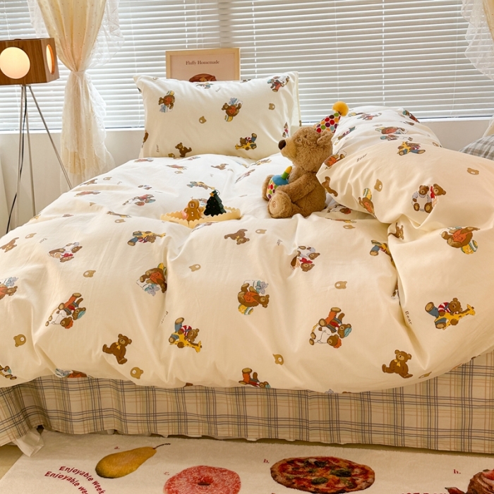 91家纺网 家纺一手货源 找家纺 昔可 2023新款可爱元气卧室新款全棉四件套 礼物熊宝宝