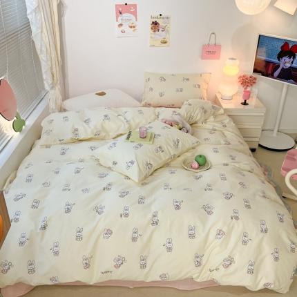 昔可 2023新款可爱元气卧室新款全棉四件套 萌兔日常