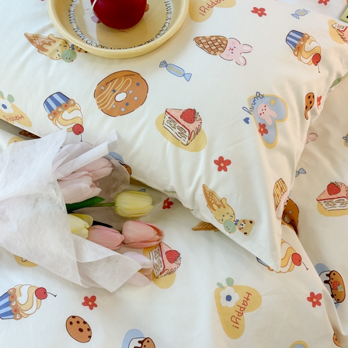 91家纺网 家纺一手货源 找家纺 昔可 2023新款可爱元气卧室新款全棉四件套 梦幻甜品屋