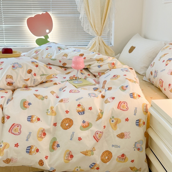 91家纺网 家纺一手货源 找家纺 昔可 2023新款可爱元气卧室新款全棉四件套 梦幻甜品屋