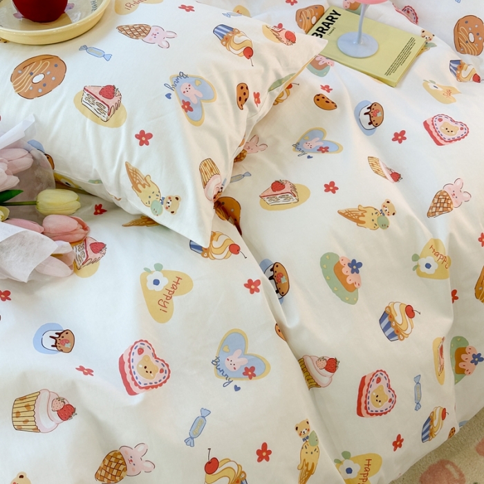 91家纺网 家纺一手货源 找家纺 昔可 2023新款可爱元气卧室新款全棉四件套 梦幻甜品屋