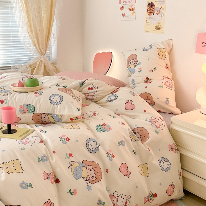 91家纺网 家纺一手货源 找家纺 昔可 2023新款可爱元气卧室新款全棉四件套 魔法仙女棒