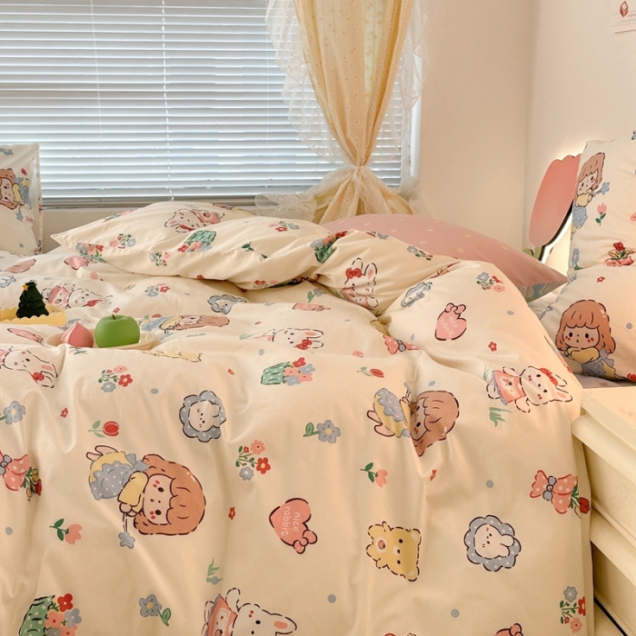 91家纺网 家纺一手货源 找家纺 昔可 2023新款可爱元气卧室新款全棉四件套 魔法仙女棒