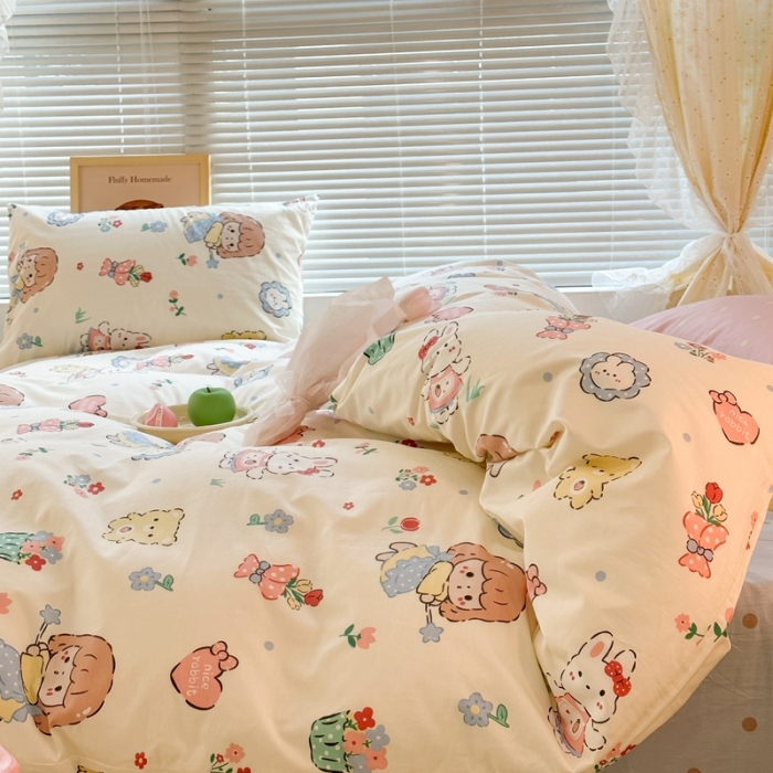 91家纺网 家纺一手货源 找家纺 昔可 2023新款可爱元气卧室新款全棉四件套 魔法仙女棒