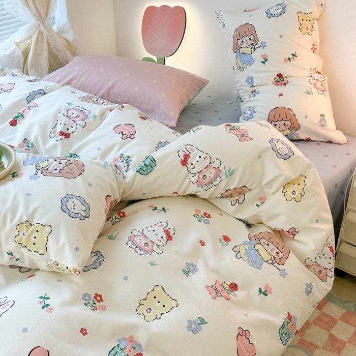 91家纺网 家纺一手货源 找家纺 昔可 2023新款可爱元气卧室新款全棉四件套 魔法仙女棒