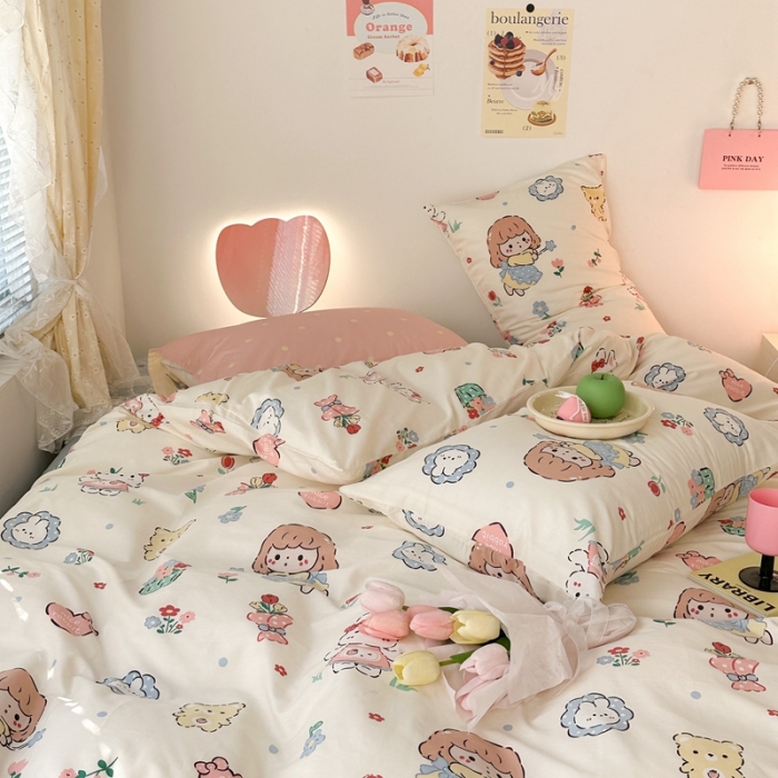 91家纺网 家纺一手货源 找家纺 昔可 2023新款可爱元气卧室新款全棉四件套 魔法仙女棒