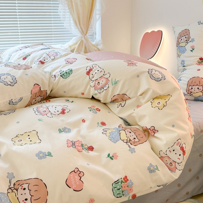 91家纺网 家纺一手货源 找家纺 昔可 2023新款可爱元气卧室新款全棉四件套 魔法仙女棒