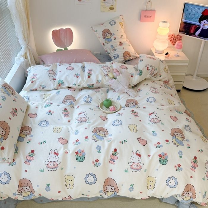 91家纺网 家纺一手货源 找家纺 昔可 2023新款可爱元气卧室新款全棉四件套 魔法仙女棒