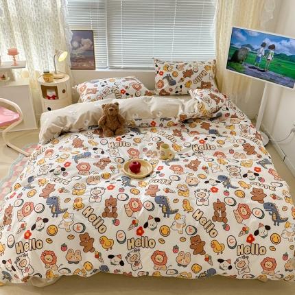 昔可 2023新款全棉卡通系列四件套 萌趣小动物