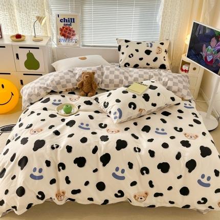 昔可 2023新款全棉卡通系列四件套 奶牛笑脸熊