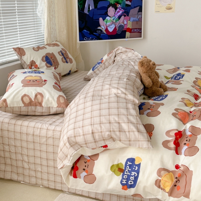 91家纺网 家纺一手货源 找家纺 昔可 2023新款全棉卡通系列四件套 兔宝日常