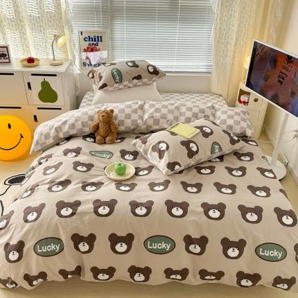 昔可 2023新款全棉卡通系列四件套 幸运小棕熊