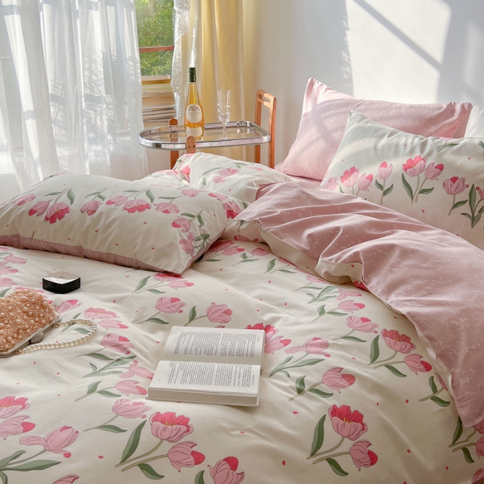 91家纺网 家纺一手货源 找家纺 （总新）呗旺鹿 2023新款13372舒适极简休闲风全棉纯棉印花四件套