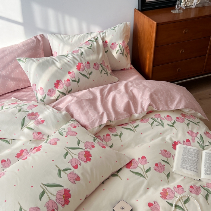 91家纺网 家纺一手货源 找家纺 （总新）呗旺鹿 2023新款13372舒适极简休闲风全棉纯棉印花四件套