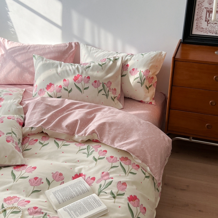 91家纺网 家纺一手货源 找家纺 （总新）呗旺鹿 2023新款13372舒适极简休闲风全棉纯棉印花四件套