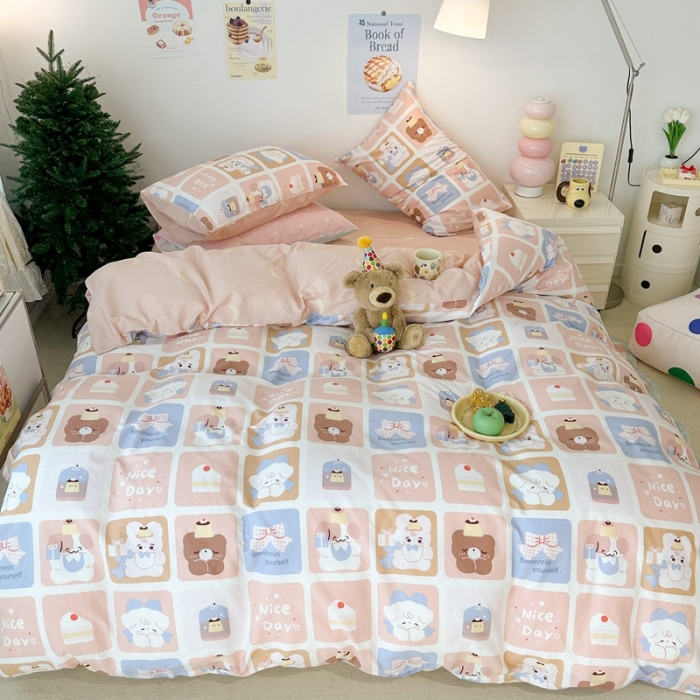 91家纺网 家纺一手货源 找家纺 昔可家纺 2023新款圣诞系列全棉四件套 可爱面包师