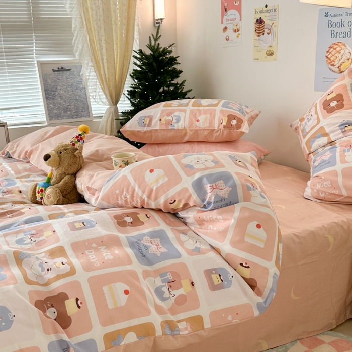 91家纺网 家纺一手货源 找家纺 昔可家纺 2023新款圣诞系列全棉四件套 可爱面包师