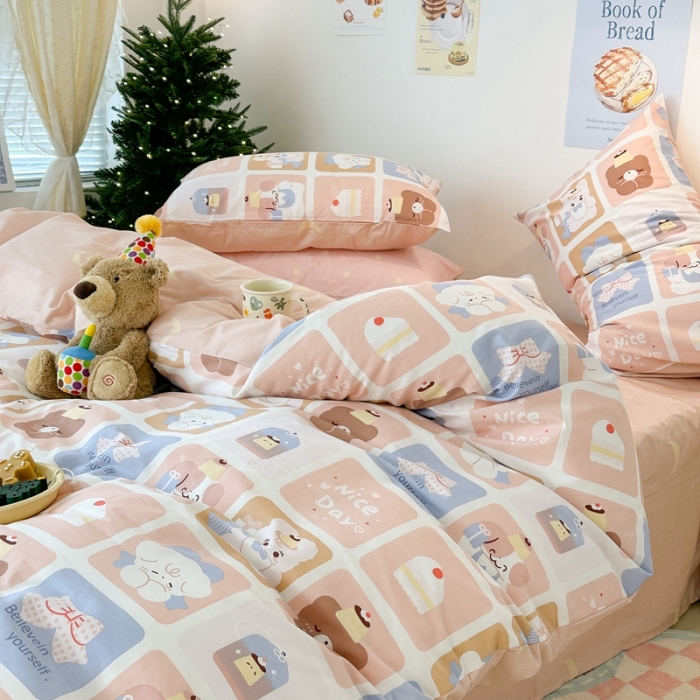 91家纺网 家纺一手货源 找家纺 昔可家纺 2023新款圣诞系列全棉四件套 可爱面包师