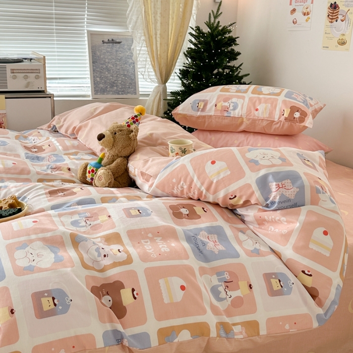 91家纺网 家纺一手货源 找家纺 昔可家纺 2023新款圣诞系列全棉四件套 可爱面包师