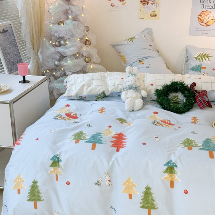 91家纺网 家纺一手货源 找家纺 昔可家纺 2023新款圣诞系列全棉四件套 圣诞女孩