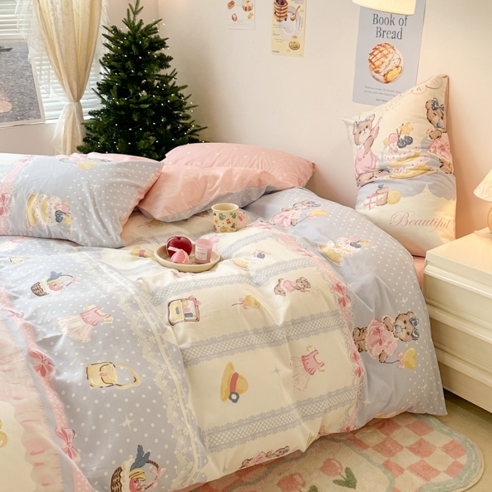 91家纺网 家纺一手货源 找家纺 昔可家纺 2023新款圣诞系列全棉四件套 熊熊派对