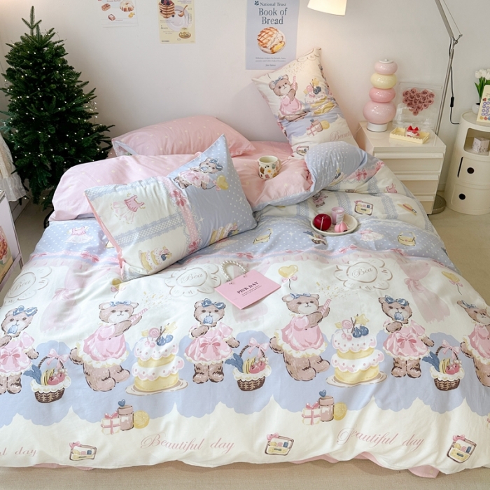 91家纺网 家纺一手货源 找家纺 昔可家纺 2023新款圣诞系列全棉四件套 熊熊派对