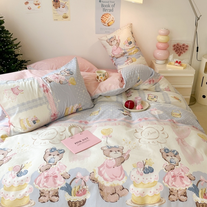 91家纺网 家纺一手货源 找家纺 昔可家纺 2023新款圣诞系列全棉四件套 熊熊派对