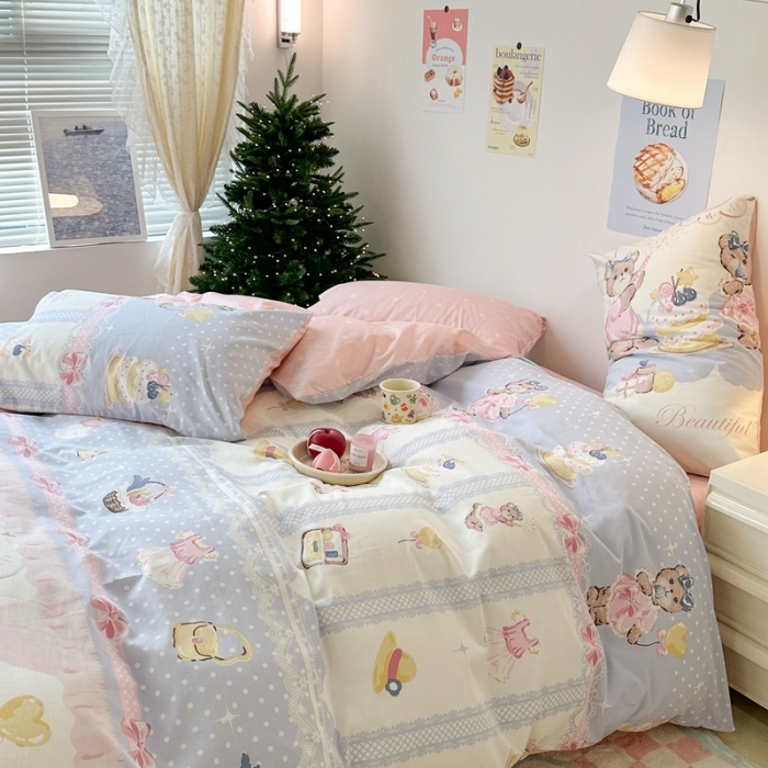 91家纺网 家纺一手货源 找家纺 昔可家纺 2023新款圣诞系列全棉四件套 熊熊派对