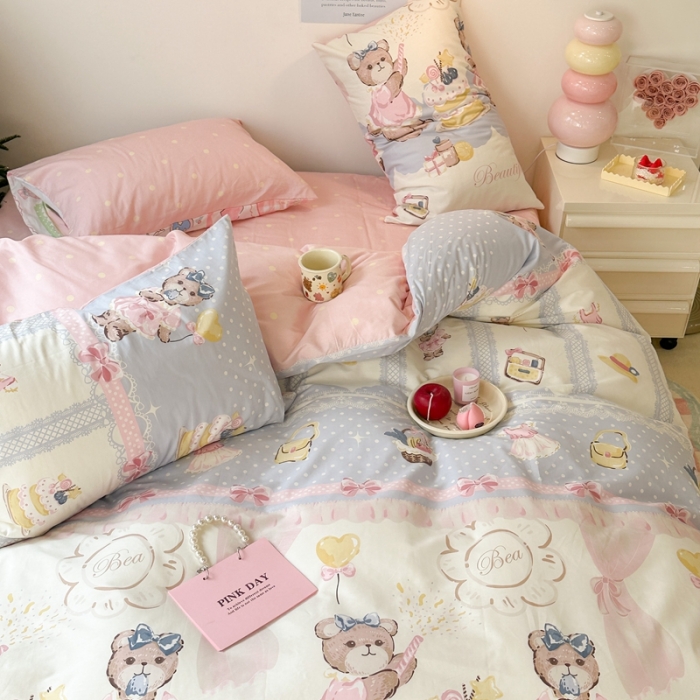 91家纺网 家纺一手货源 找家纺 昔可家纺 2023新款圣诞系列全棉四件套 熊熊派对