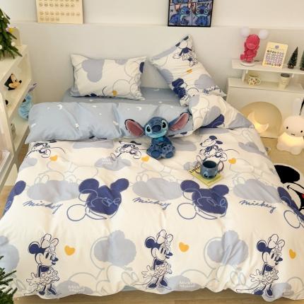 91家纺网 家纺一手货源 找家纺 昔可家纺 2023新款迪士尼系列全棉四件套 蓝色晕染米奇