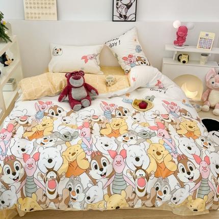 91家纺网 家纺一手货源 找家纺 昔可家纺 2023新款迪士尼系列全棉四件套 友友聚会