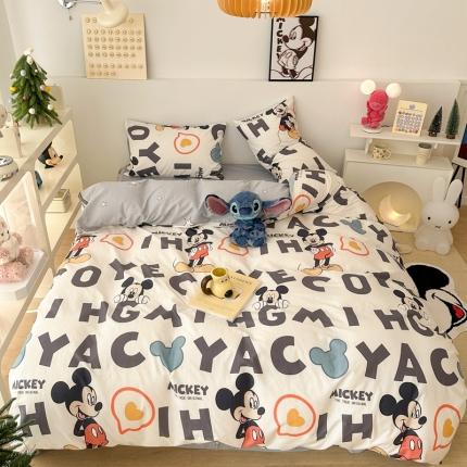 91家纺网 家纺一手货源 找家纺 昔可家纺 2023新款迪士尼系列全棉四件套 字母酷米奇