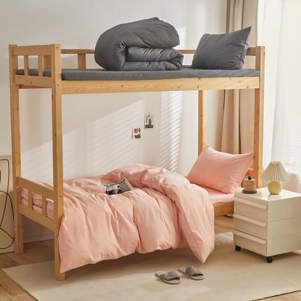 91家纺网 家纺一手货源 找家纺 安力森/诚臻酒店用品 2023新款学生宿舍寝室上下铺全棉色织四件套 玉色