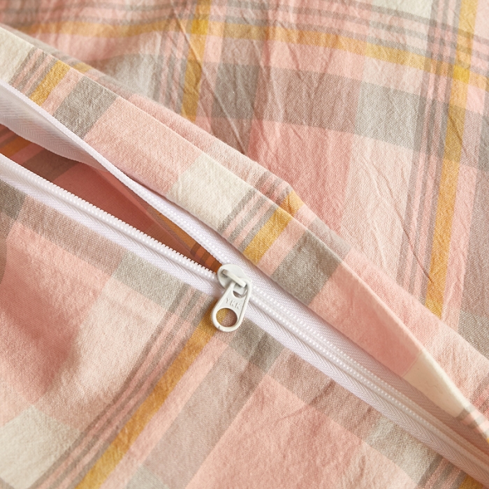 91家纺网 家纺一手货源 找家纺 安力森/诚臻酒店用品 2023新款学生宿舍寝室上下铺全棉色织四件套 初春粉