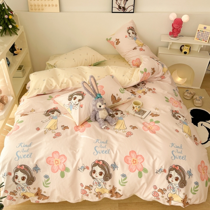 91家纺网 家纺一手货源 找家纺 昔可家纺 2023新款迪士尼系列全棉四件套 白雪公主