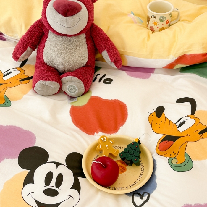 91家纺网 家纺一手货源 找家纺 昔可家纺 2023新款迪士尼系列全棉四件套 彩色块唐老鸭