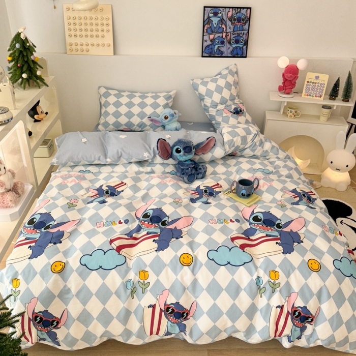 91家纺网 家纺一手货源 找家纺 昔可家纺 2023新款迪士尼系列全棉四件套 冲浪史迪仔