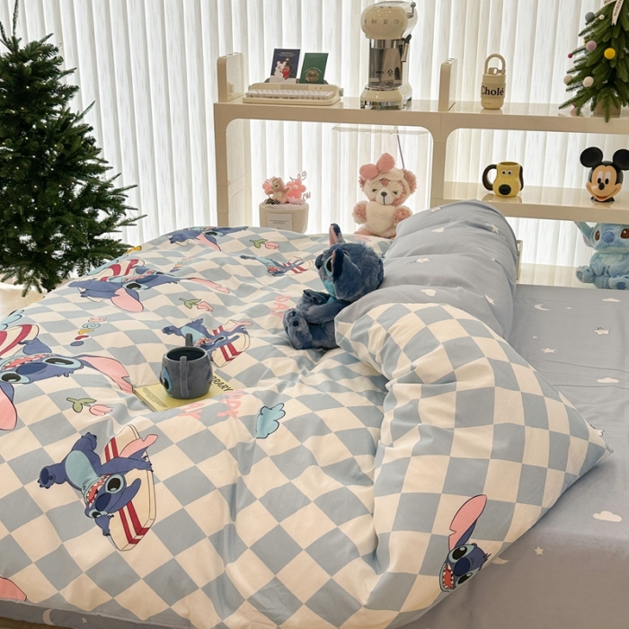 91家纺网 家纺一手货源 找家纺 昔可家纺 2023新款迪士尼系列全棉四件套 冲浪史迪仔