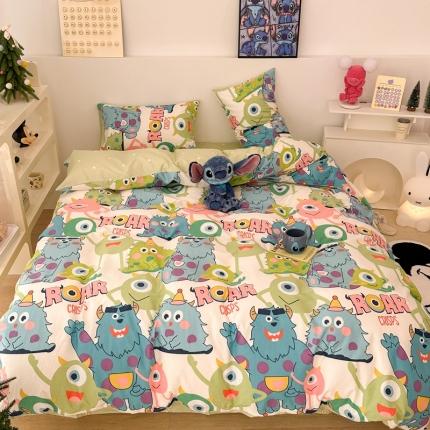 昔可家纺 2023新款迪士尼系列全棉四件套 大眼仔和毛怪